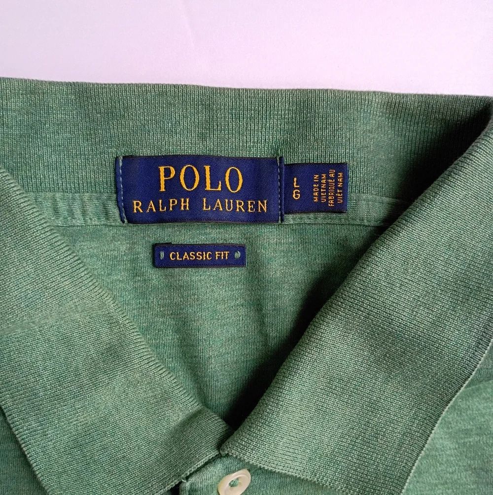 Polo Ralph Lauren Men's Green Classic Fit Henley Polo Short Sleeve Size Large